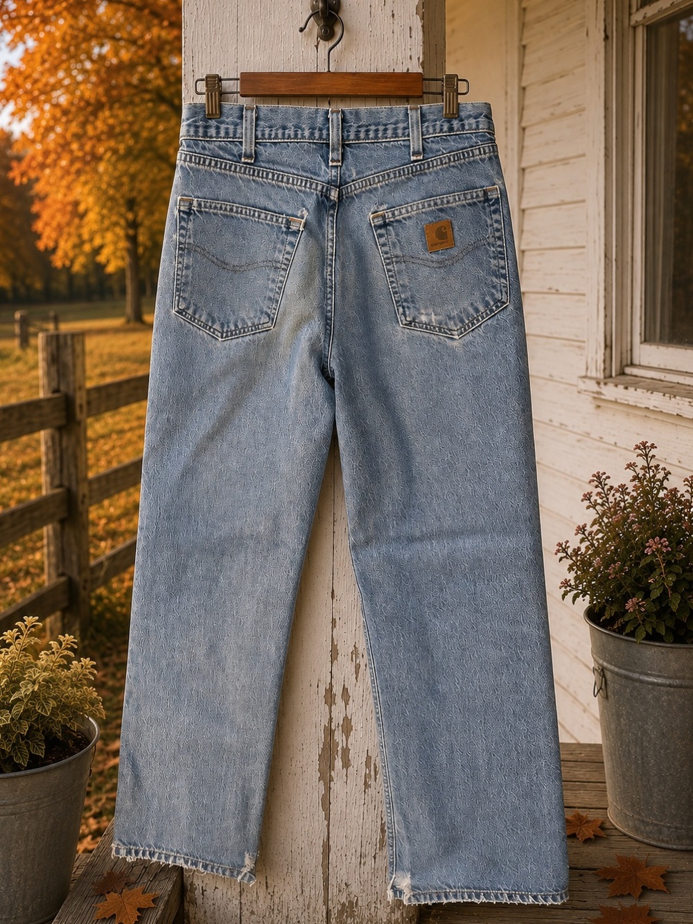 Carhartt Mens Relaxed Fit Jeans 32x29 Light Wash Distressed Workwear Y2K
